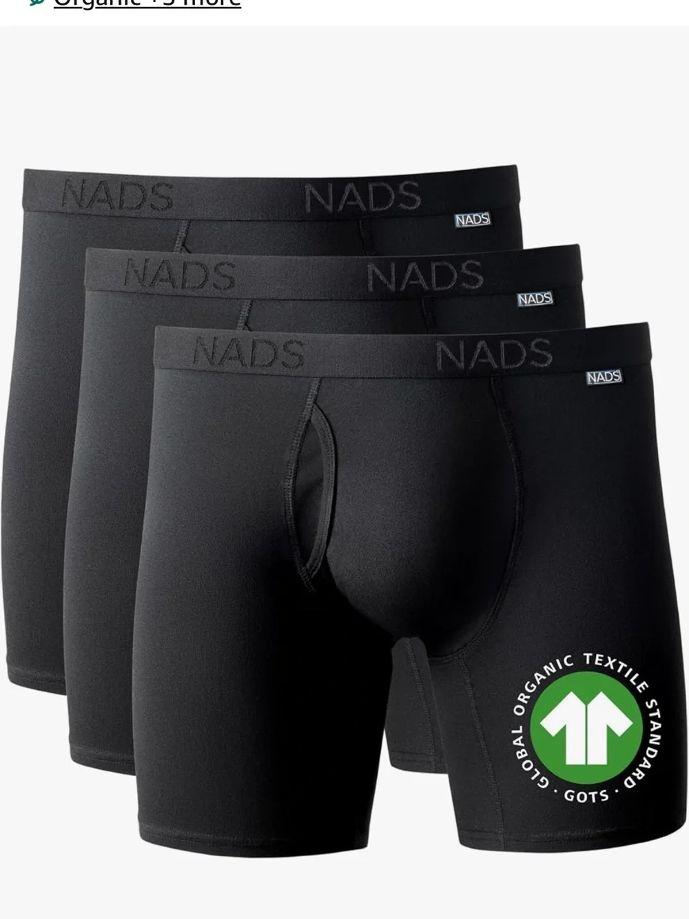 NWOT NADS 2 pair Black and Blue 100% Certified Organic Boxer Briefs XL
